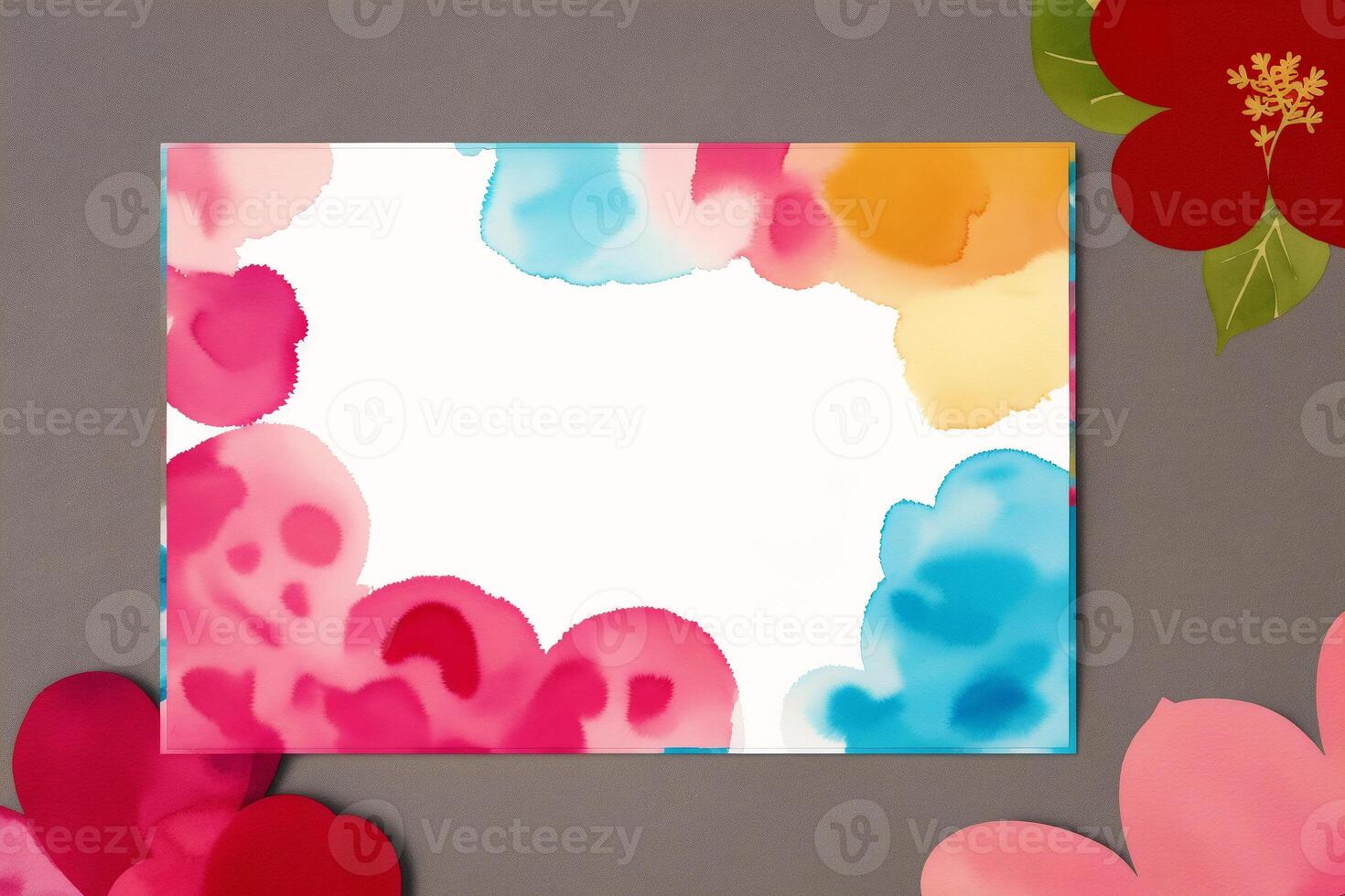 Valentine's day postcard. Watercolor hearts on the watercolor background. Valentine's day. Watercolor paint. Digital art, photo