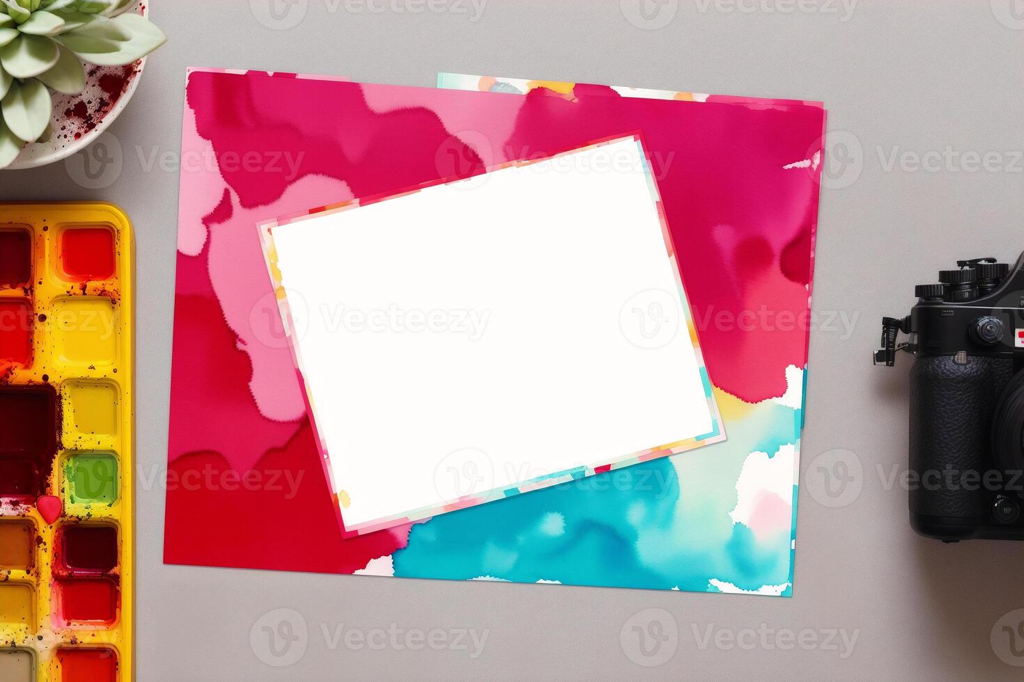 Valentine's day postcard. Watercolor hearts on the watercolor background. Valentine's day. Watercolor paint. Digital art, photo