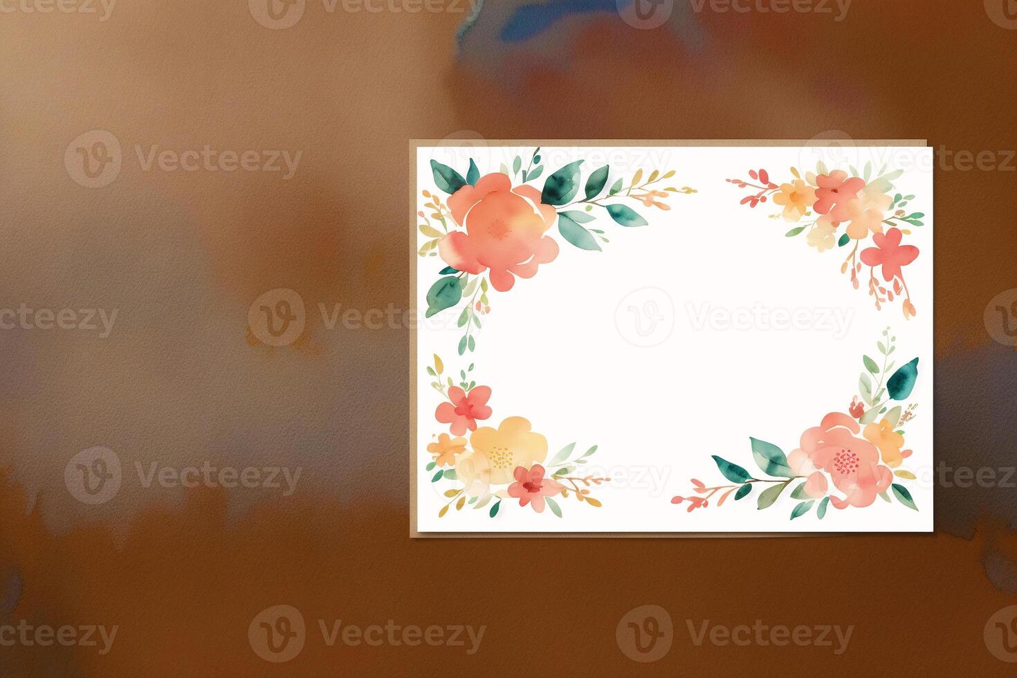 Mothers Day postcard. Watercolor hand painted floral frame. Greeting card. Watercolor paint. Digital art, photo