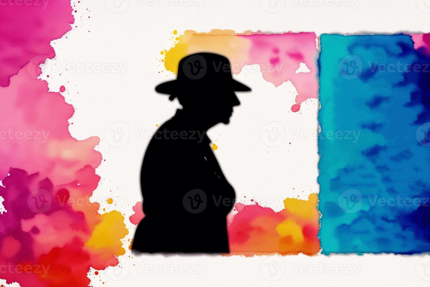 An illustration of old people. Watercolor paint. Happy family spending time together.Age Diversity. photo