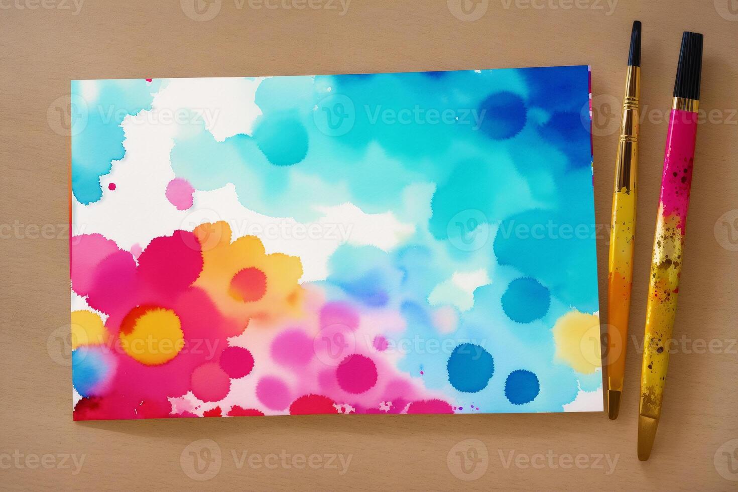 Childrens Day postcard. Childrens Day background. Watercolor paint. Digital art, photo