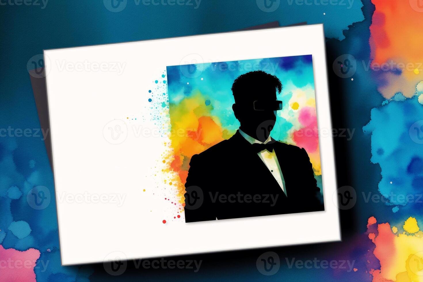 Fathers Day postcard. Father s Day background. Watercolor paint. Copy space. photo