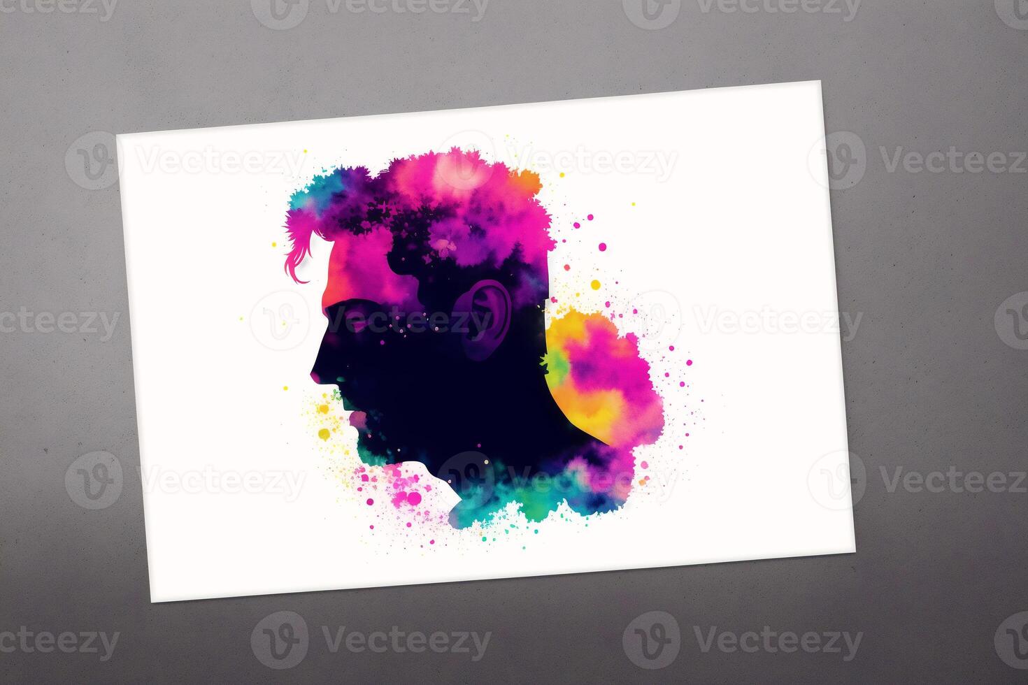 Fathers Day postcard. Father s Day background. Watercolor paint. Copy space. photo