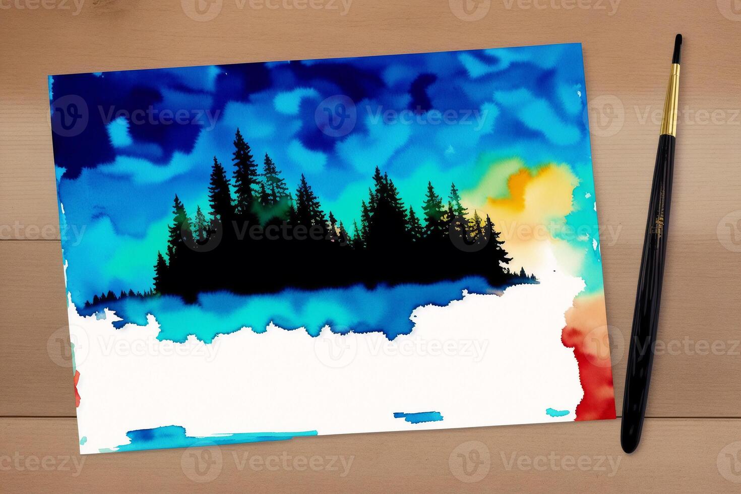 Fathers Day postcard. Father s Day background. Watercolor paint. Copy space. photo