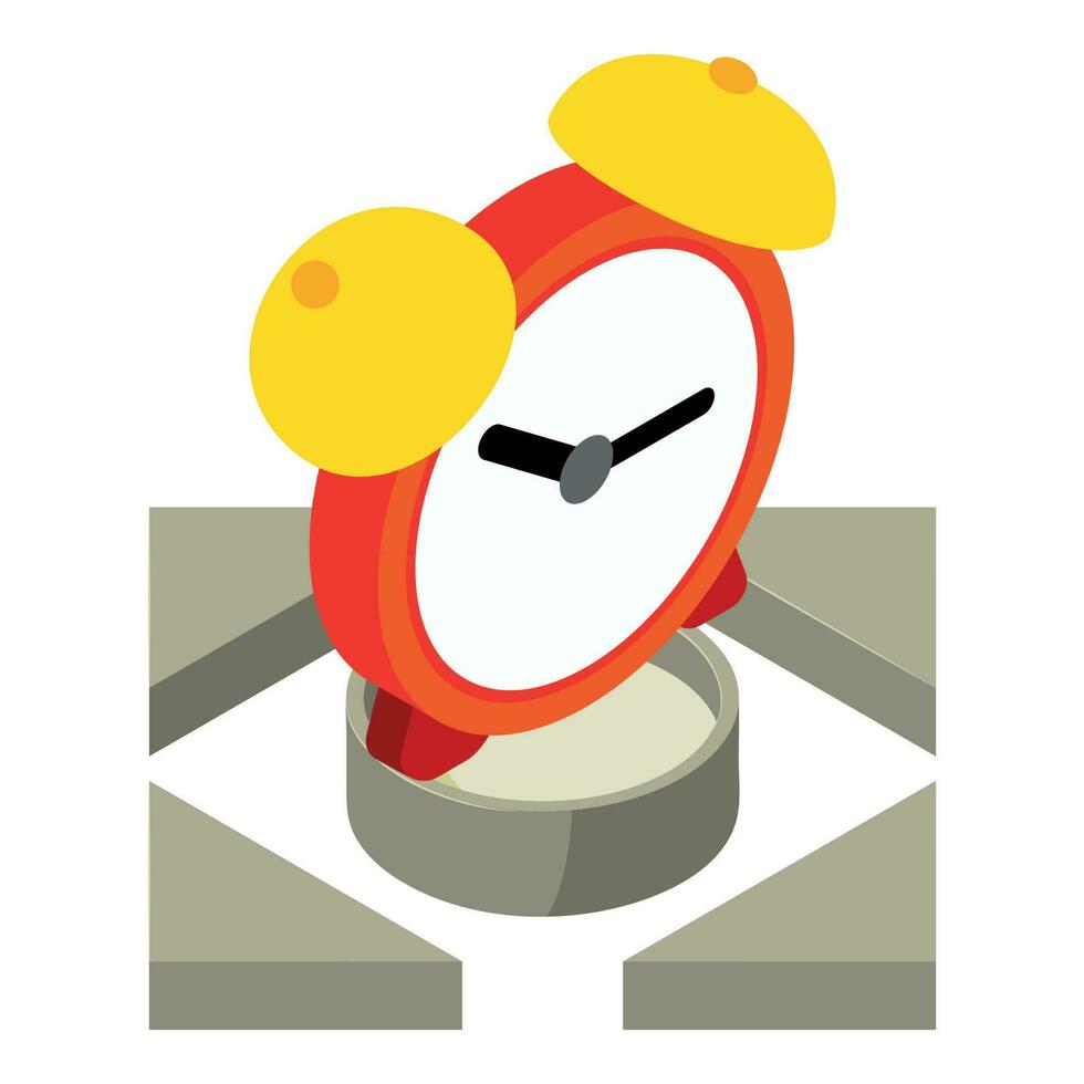 Alarm clock icon isometric vector. Bright colored mechanical desktop alarm clock vector