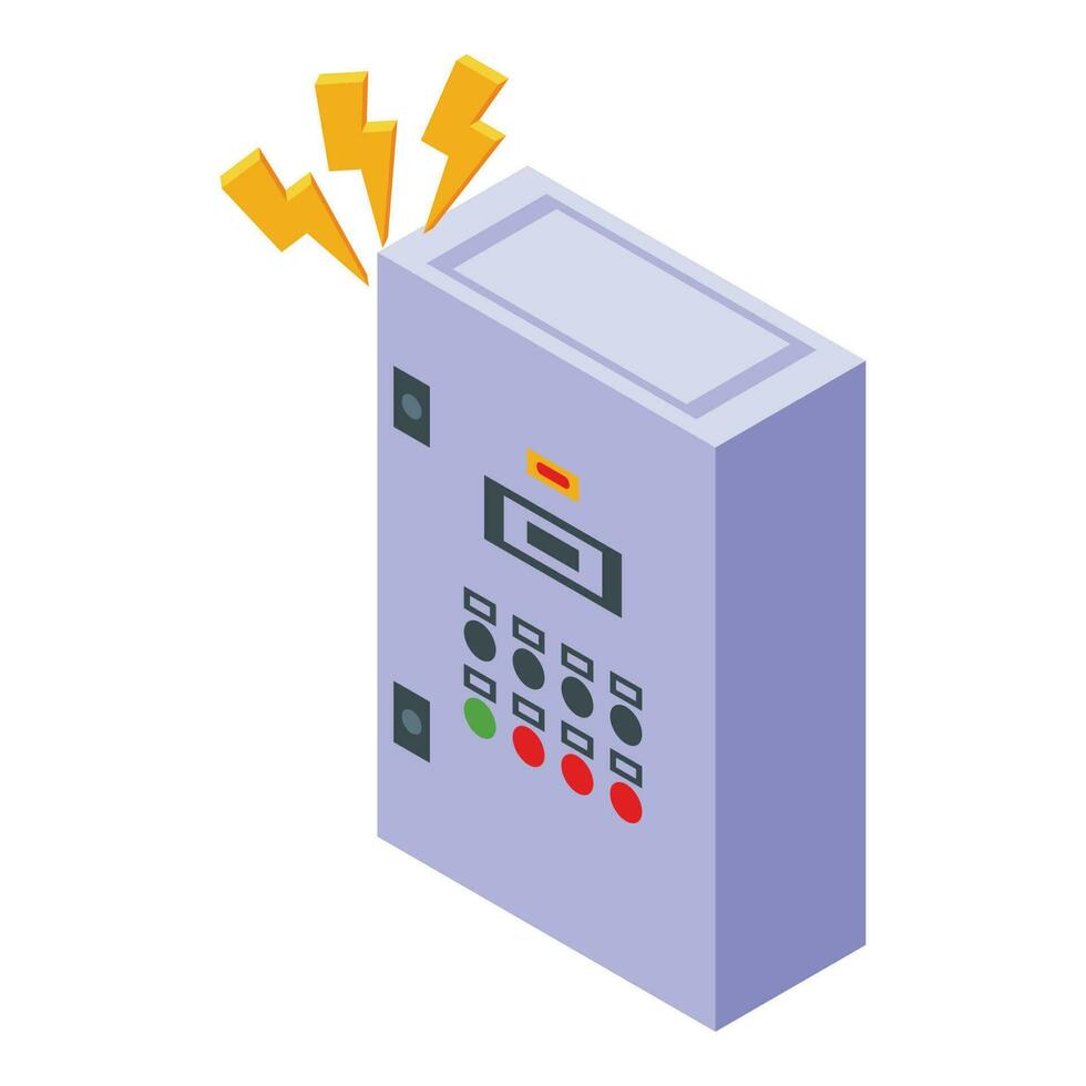 Electric box icon isometric vector. Man service vector