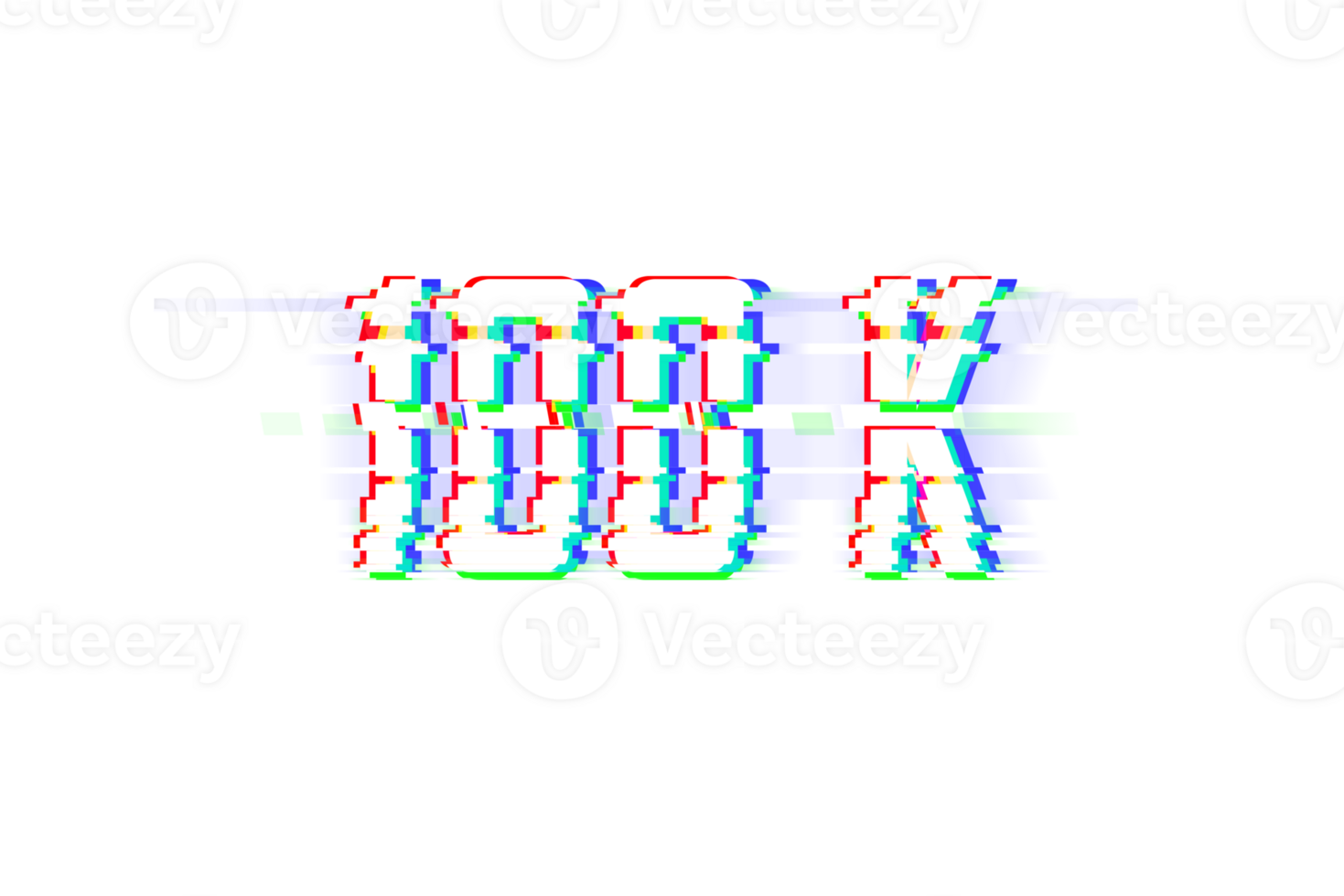 100 k subscribers celebration greeting Number with glitch design png