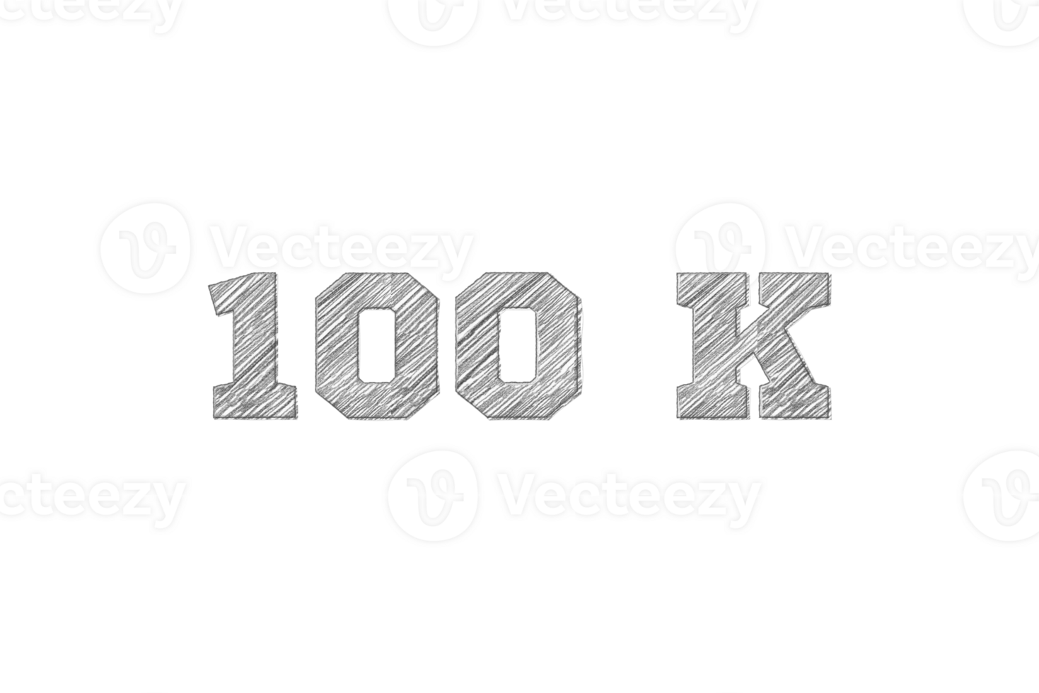 100 k subscribers celebration greeting Number with pencil sketch design png