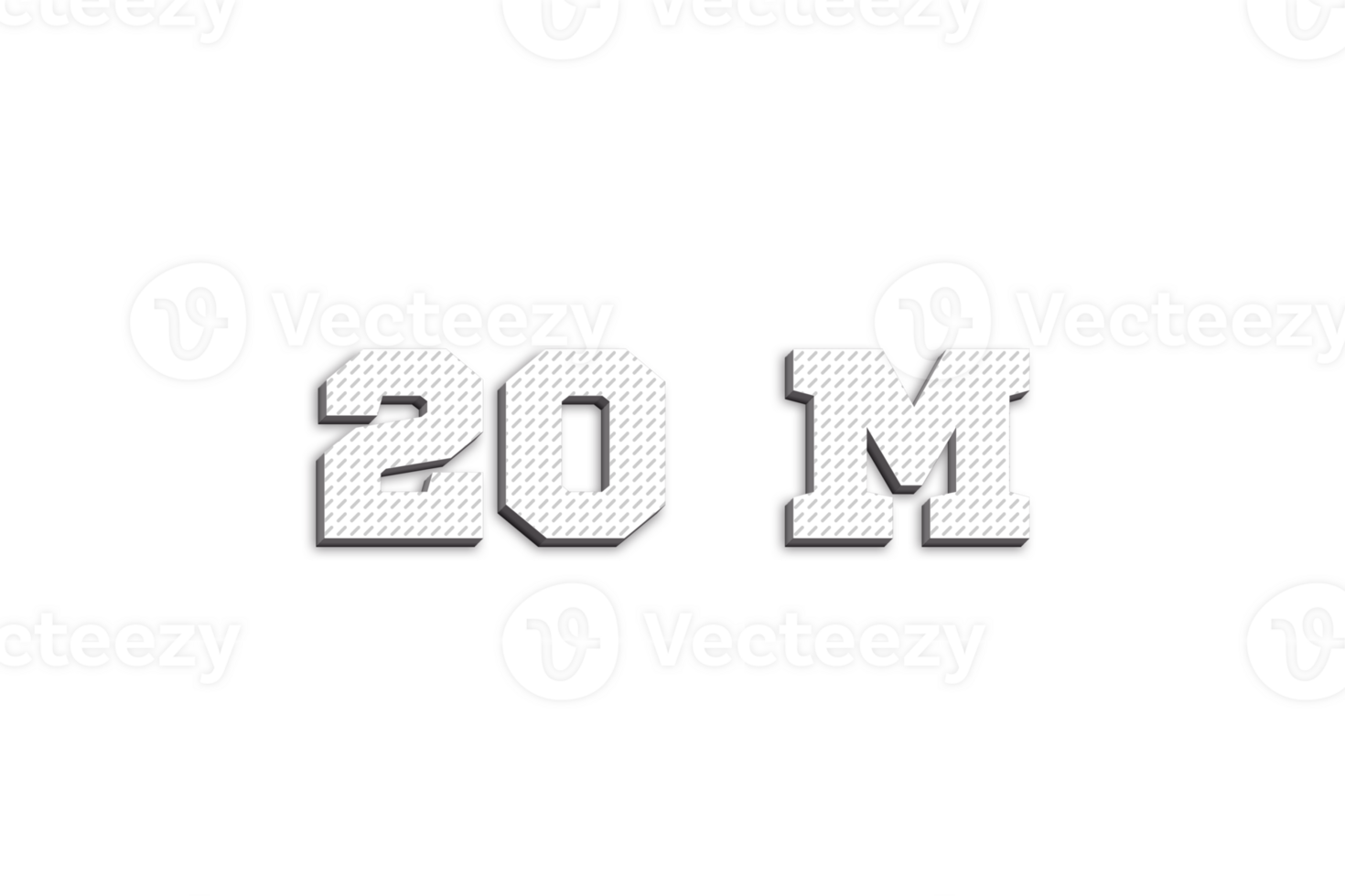20 million subscribers celebration greeting Number with 3d paper design png