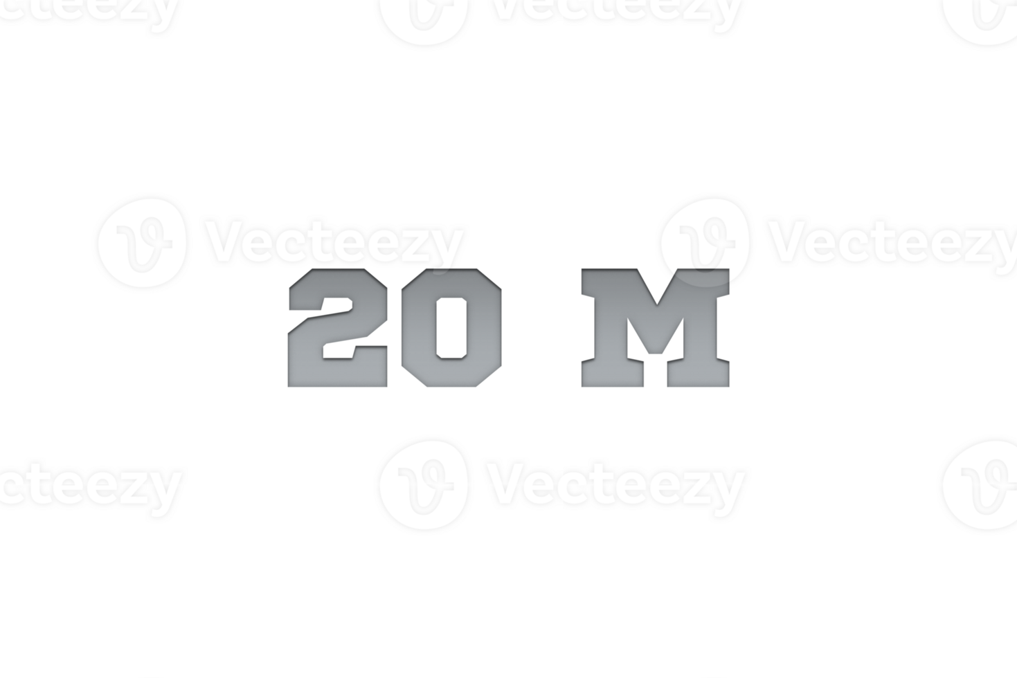 20 million subscribers celebration greeting Number with metal engriving design png