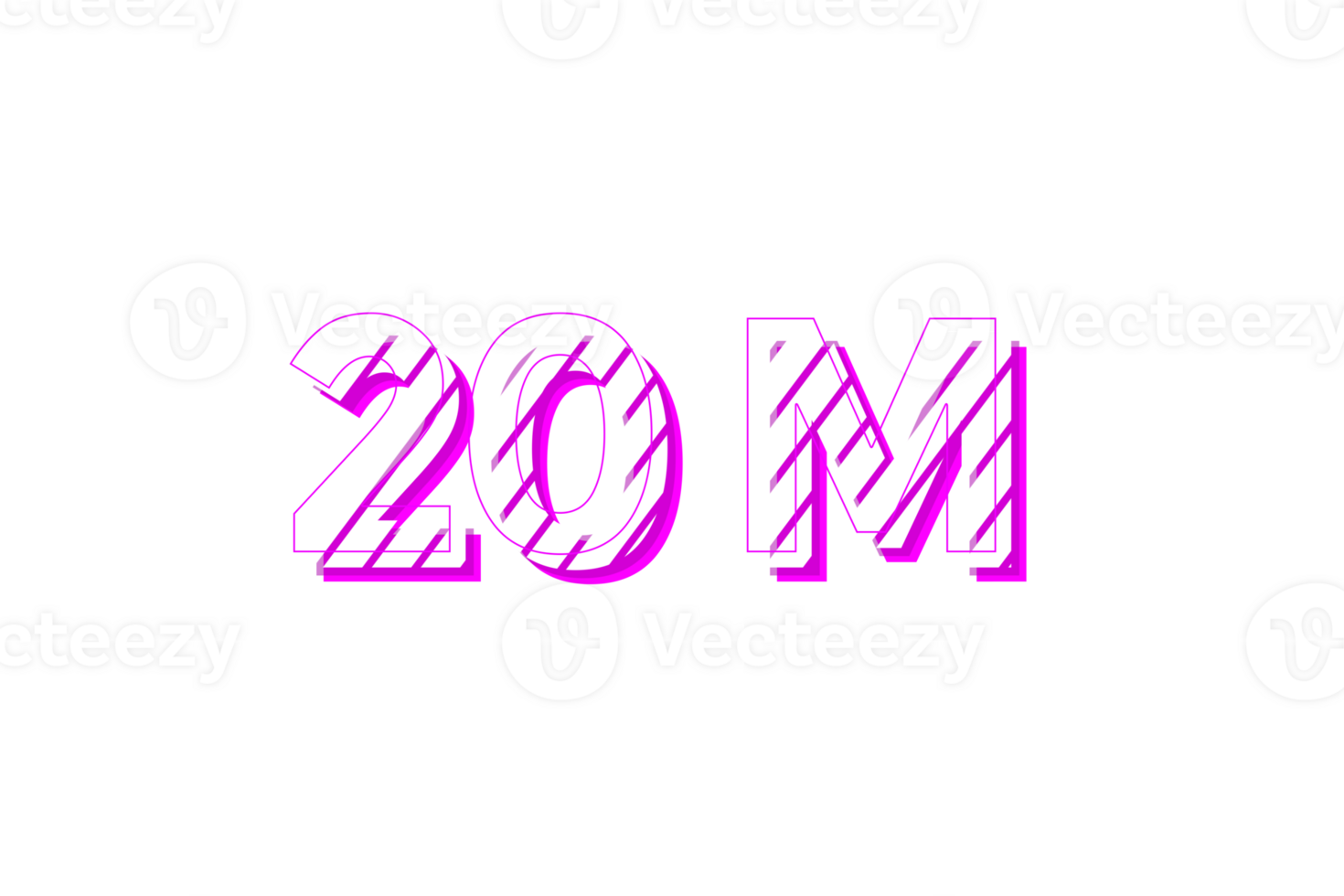 20 million subscribers celebration greeting Number with stripe design png