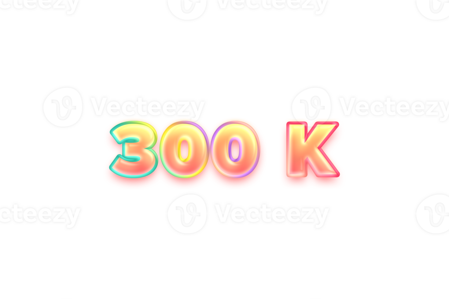 300 k subscribers celebration greeting Number with candy color design png