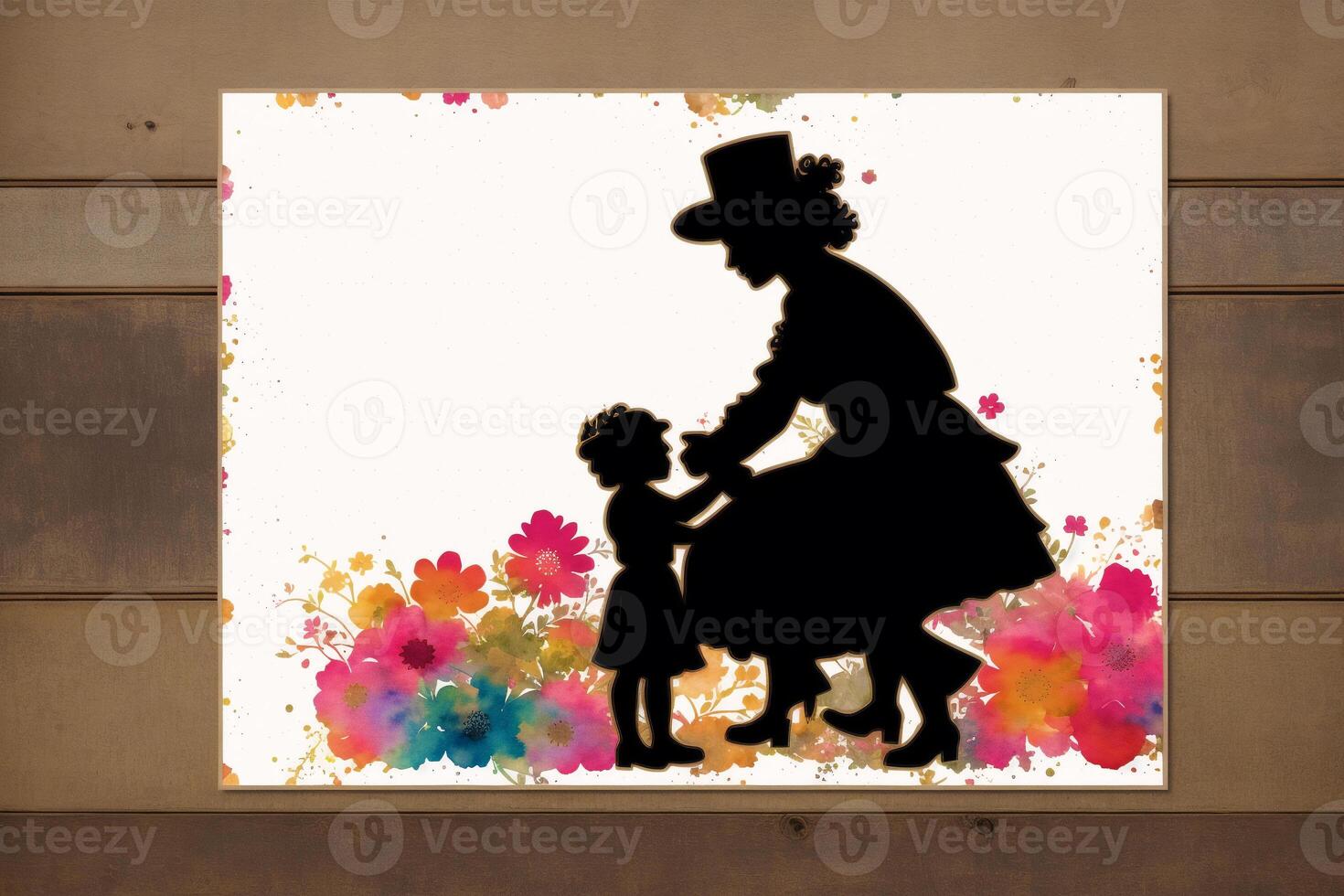 Mothers Day postcard. Mother s Day background. Watercolor paint. Copy space. photo
