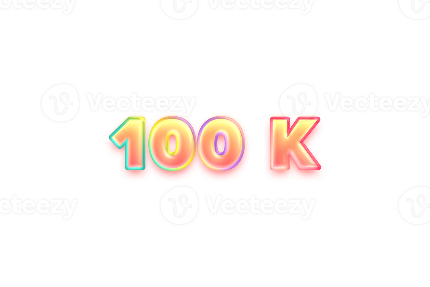 100 k subscribers celebration greeting Number with candy color design png