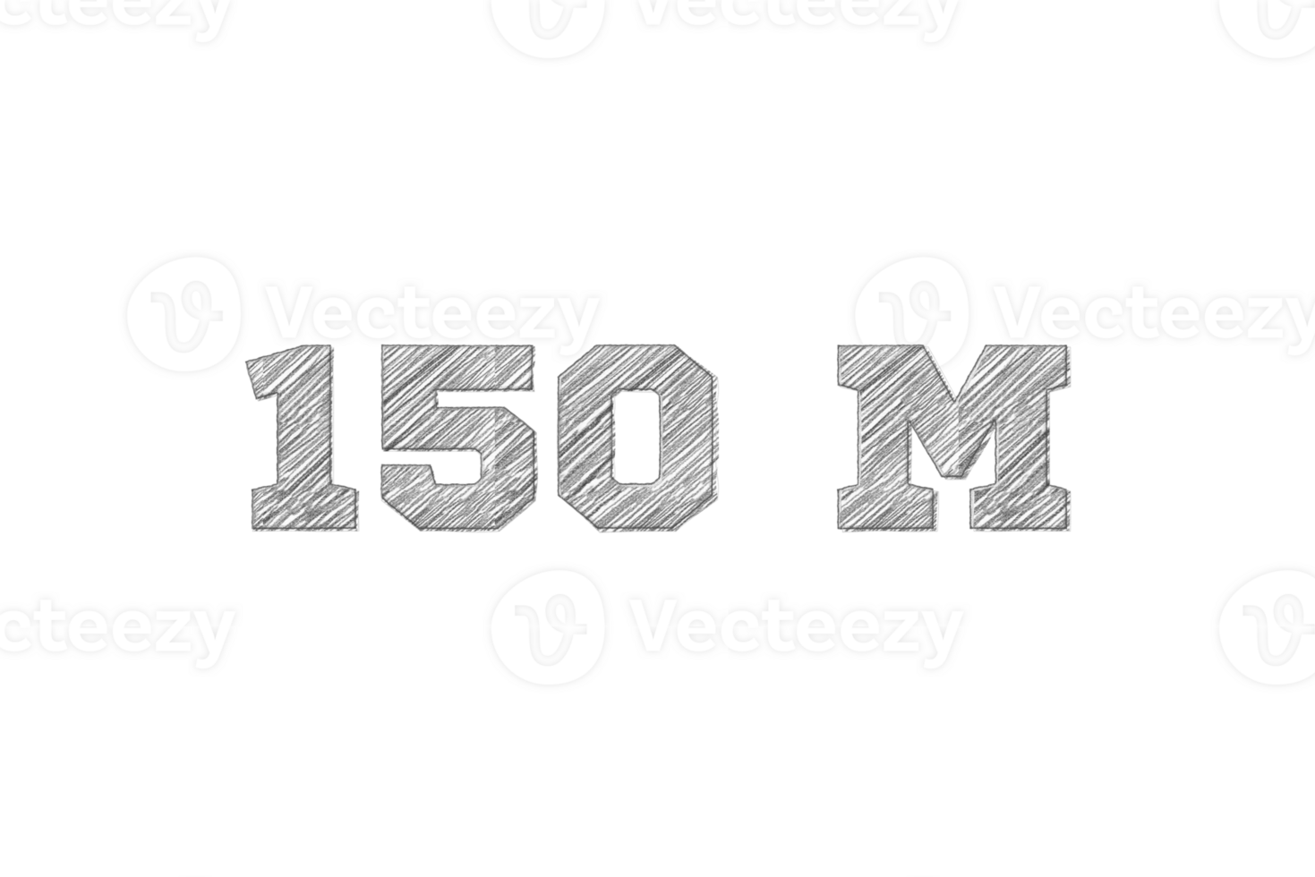 150 million subscribers celebration greeting Number with pencil sketch design png
