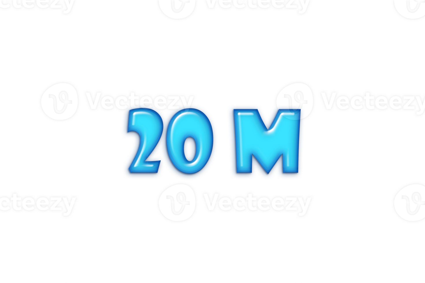 20 million subscribers celebration greeting Number with blue glossi design png