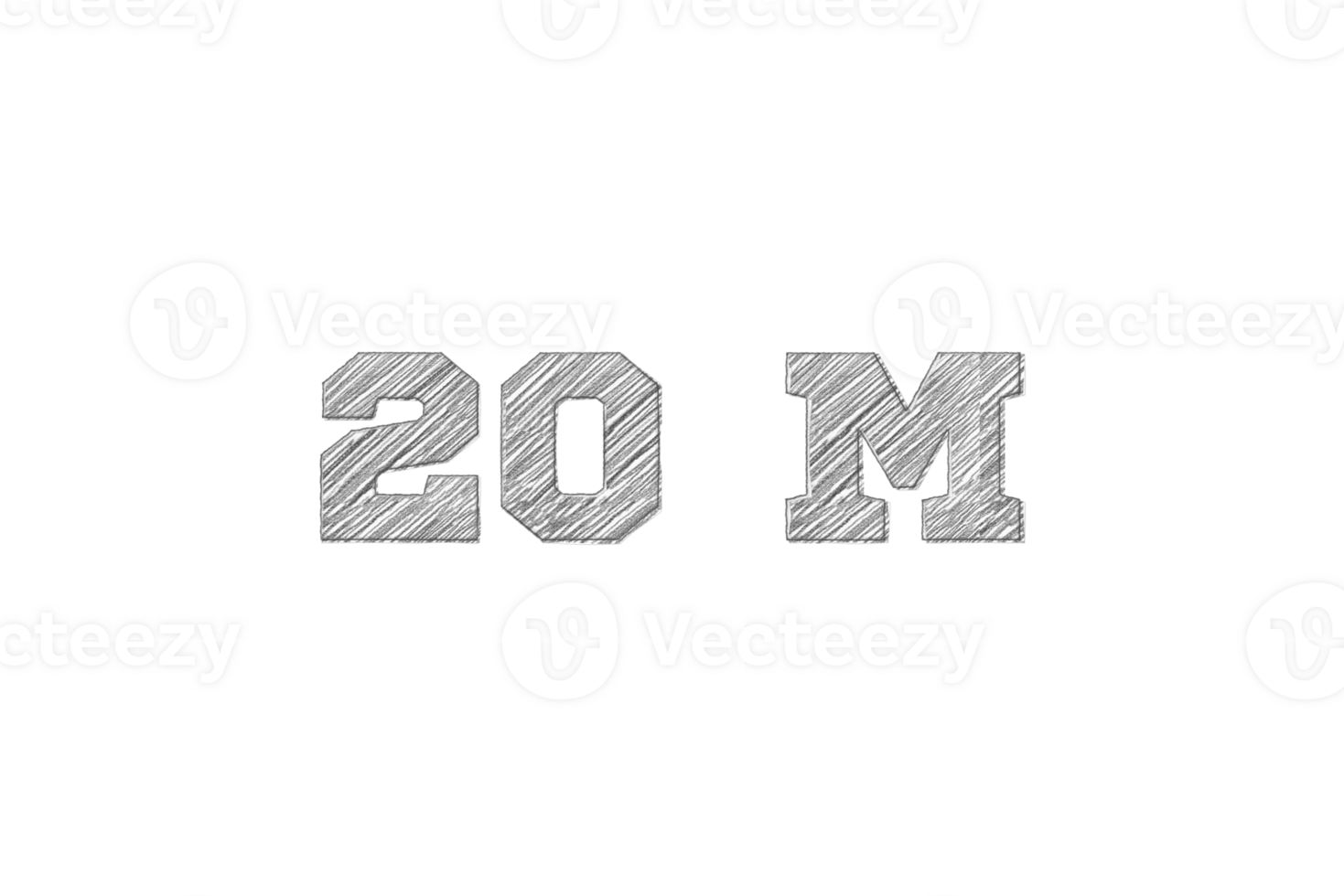 20 million subscribers celebration greeting Number with pencil sketch design png
