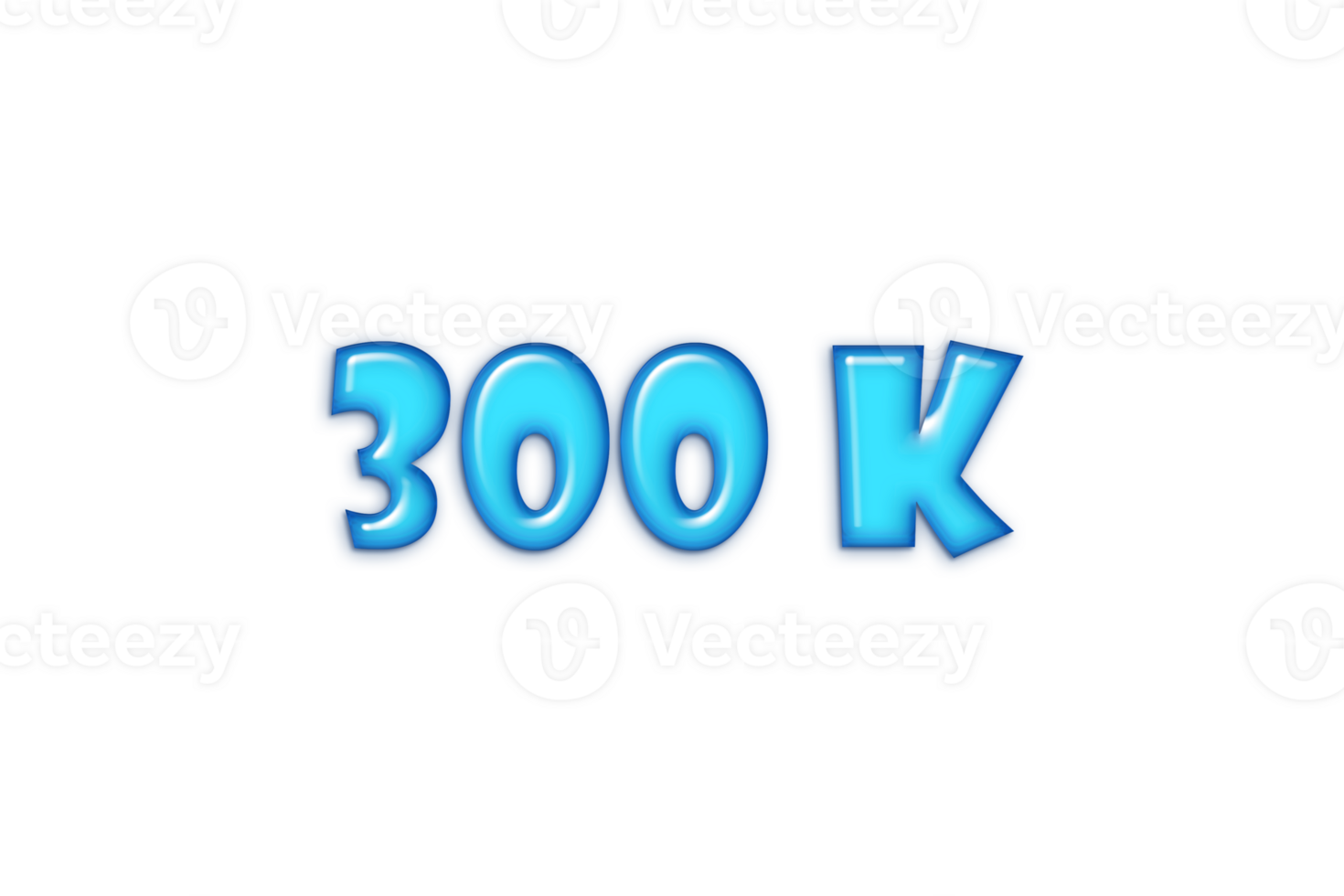 300 k subscribers celebration greeting Number with blue glossi design png