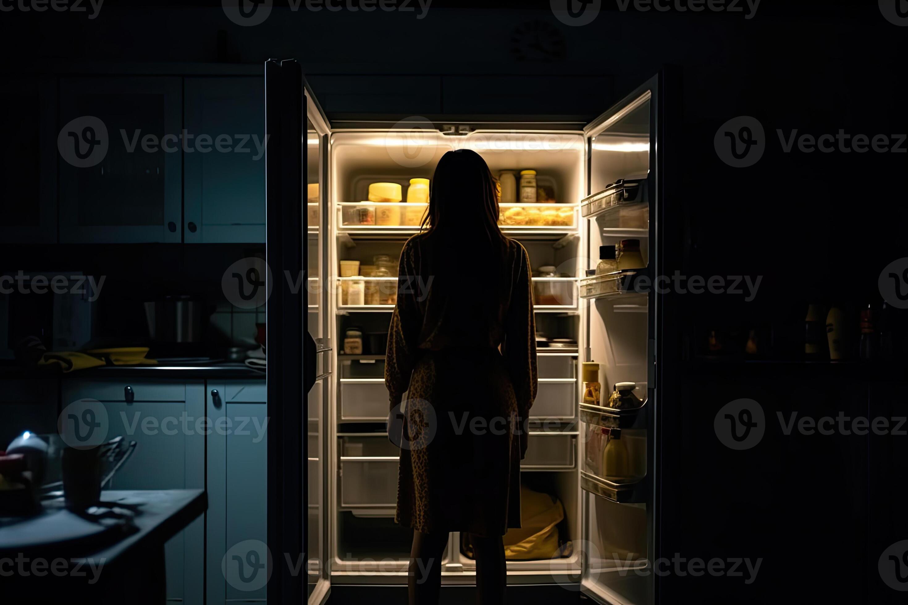 Nighttime Open Fridge Fridge Light On AI-generated image 2356236919