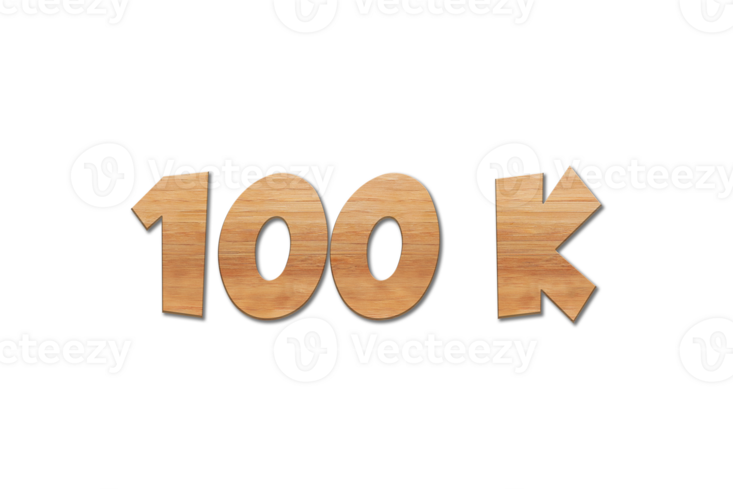 100 k subscribers celebration greeting Number with oak wood design png