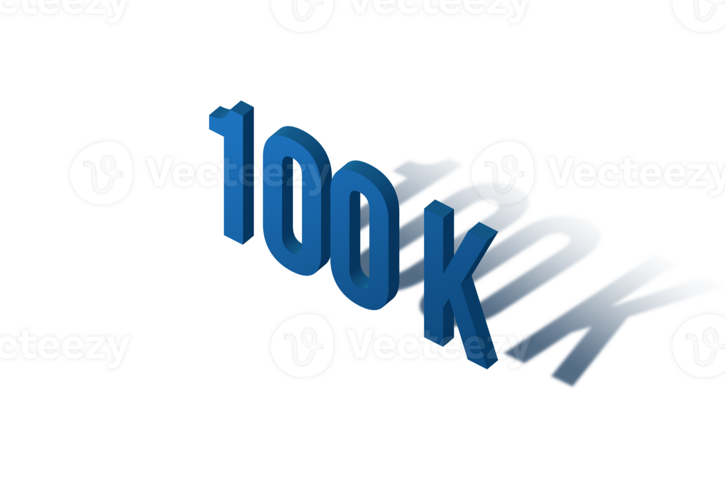 100 k subscribers celebration greeting Number with isomatric design png