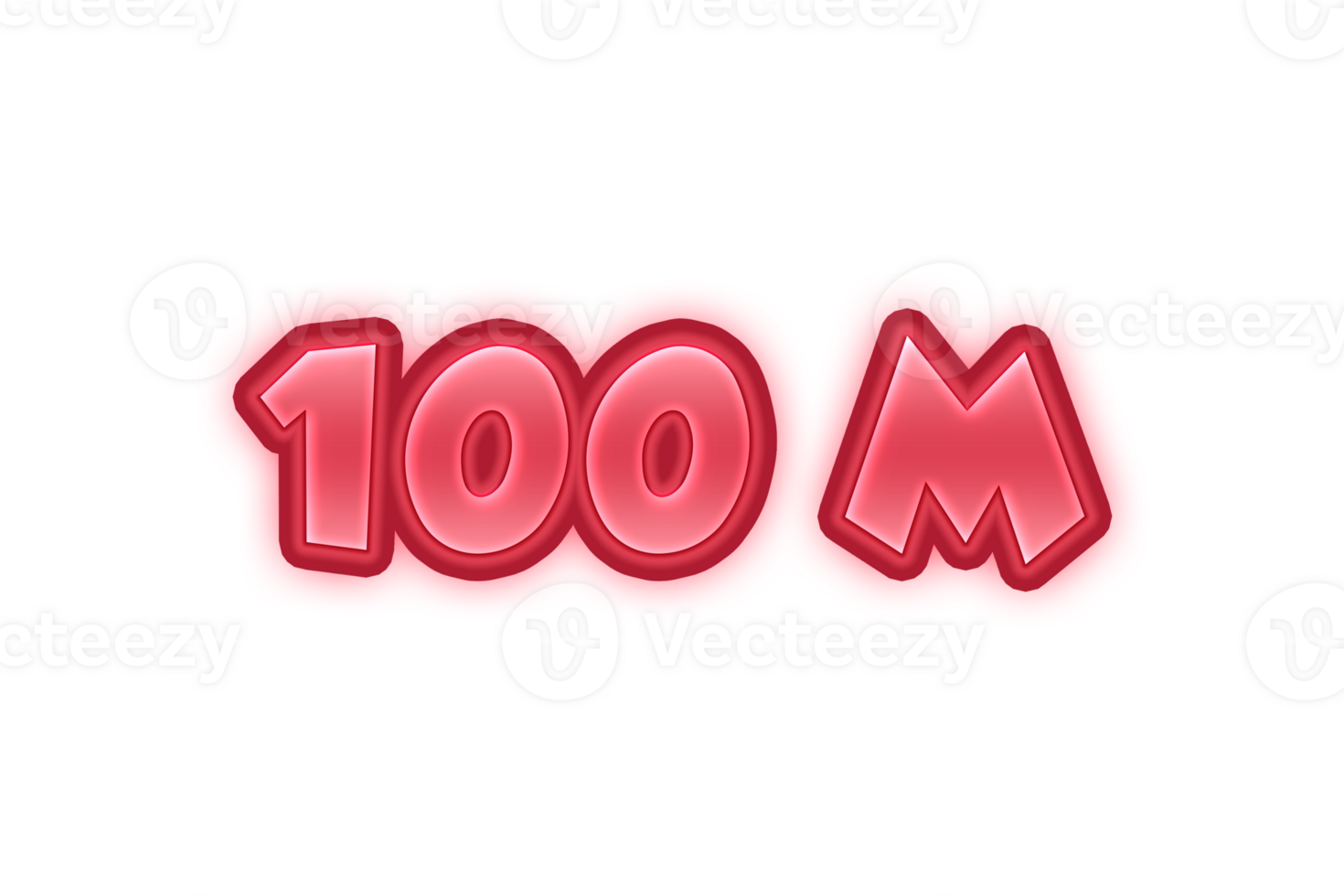 100 million subscribers celebration greeting Number with red embossed design png