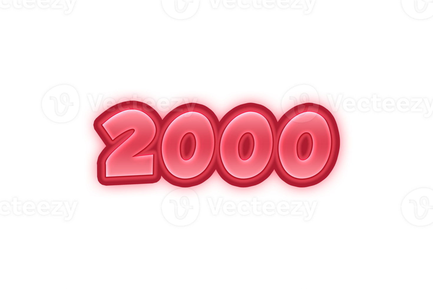 2000 subscribers celebration greeting Number with red embossed design png