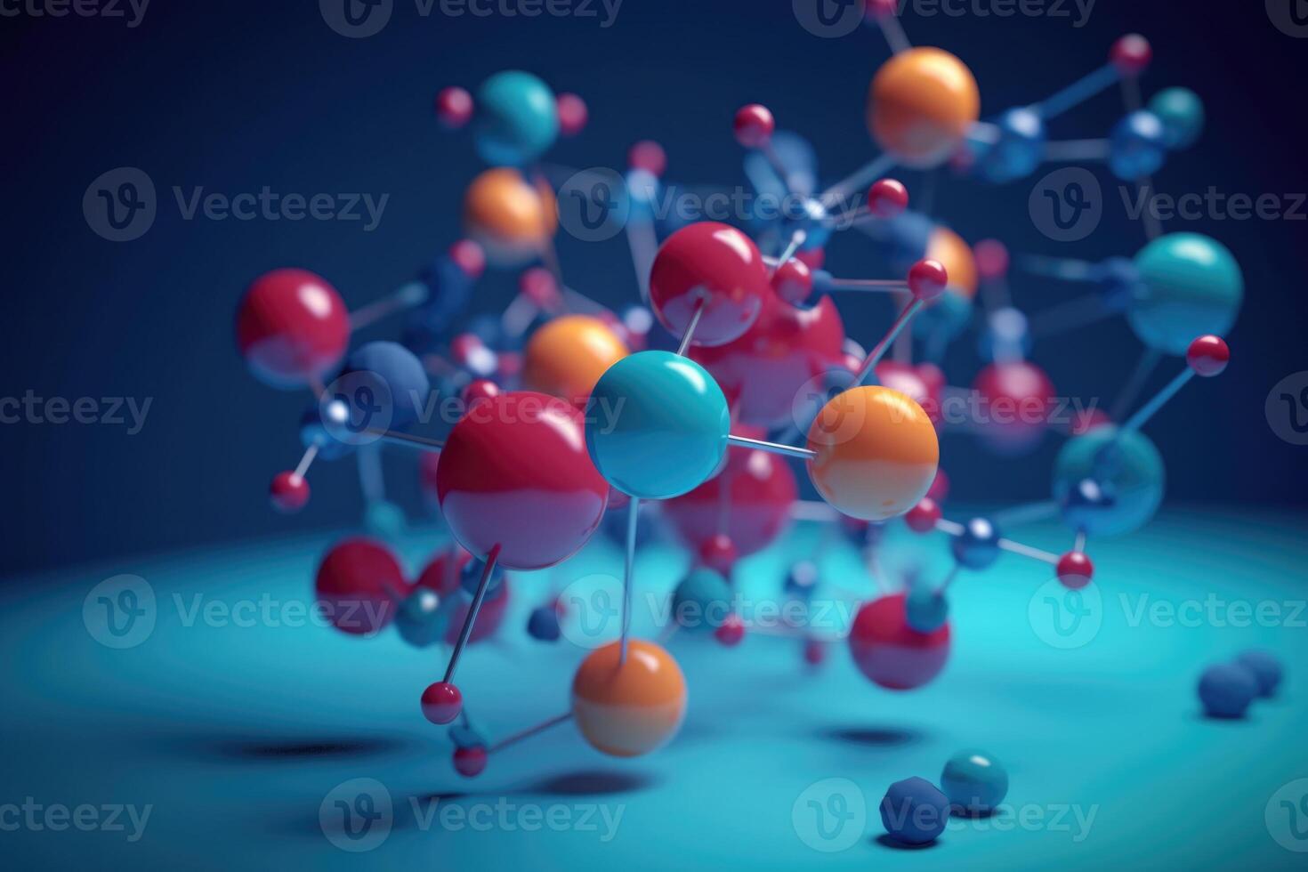 molecular estructura con conexiones Entre átomos generativo ai foto