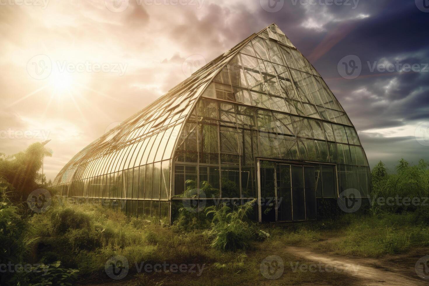 Growing organic products in modern greenhouse. photo