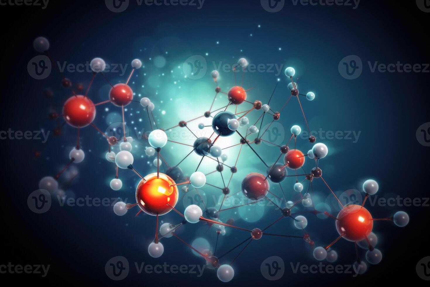 Molecular structure with connections between atoms. photo