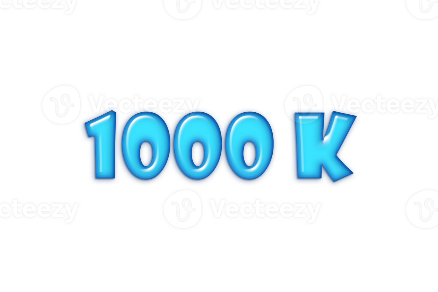 1000 k subscribers celebration greeting Number with blue glossi design png