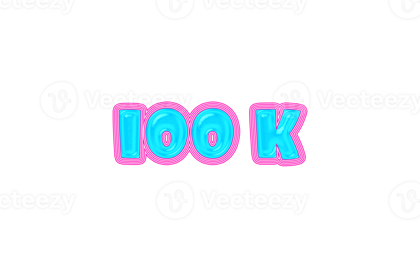100 k subscribers celebration greeting Number with jelly design png