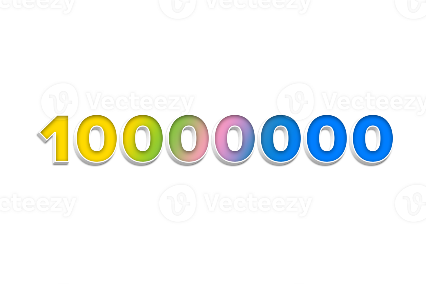 10000000 subscribers celebration greeting Number with 3d extrude design png