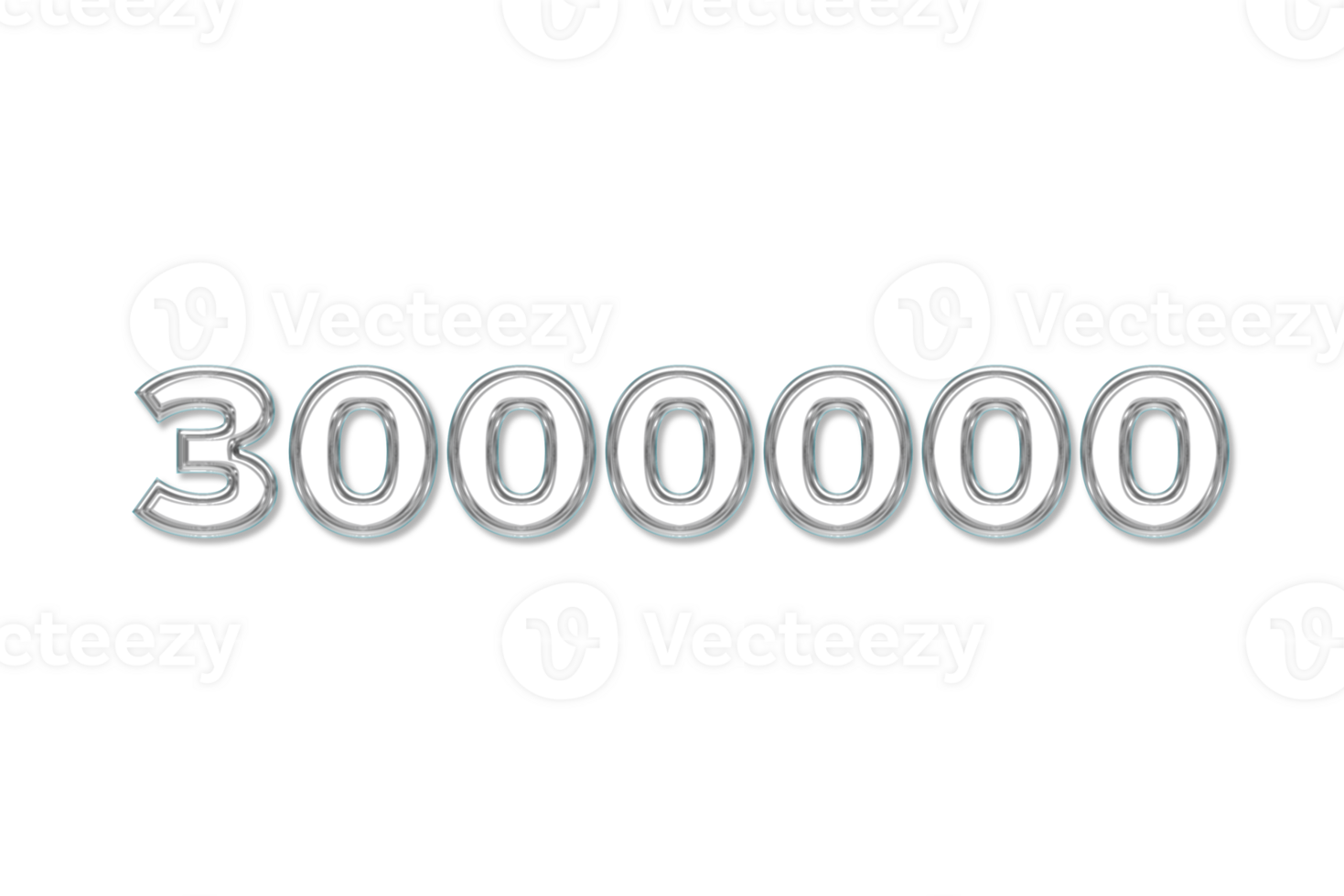 3000000 subscribers celebration greeting Number with glass design png