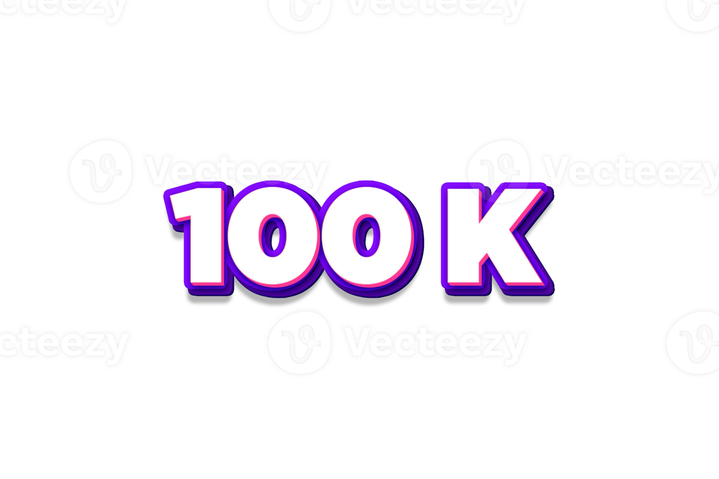 100 k subscribers celebration greeting Number with purple and pink design png