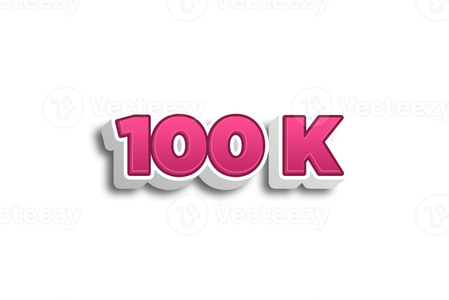 100 k subscribers celebration greeting Number with pink 3d design png