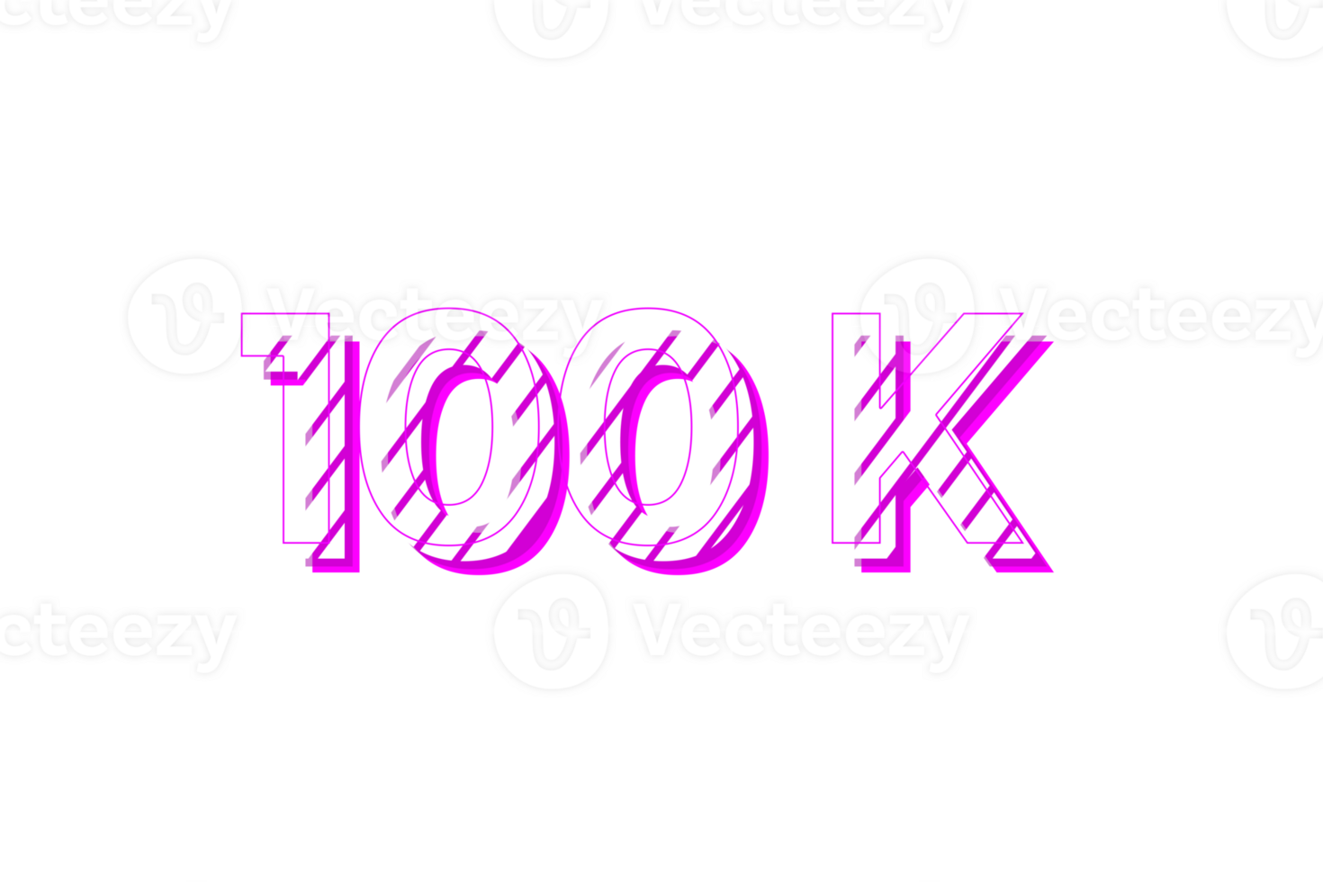 100 k subscribers celebration greeting Number with stripe design png