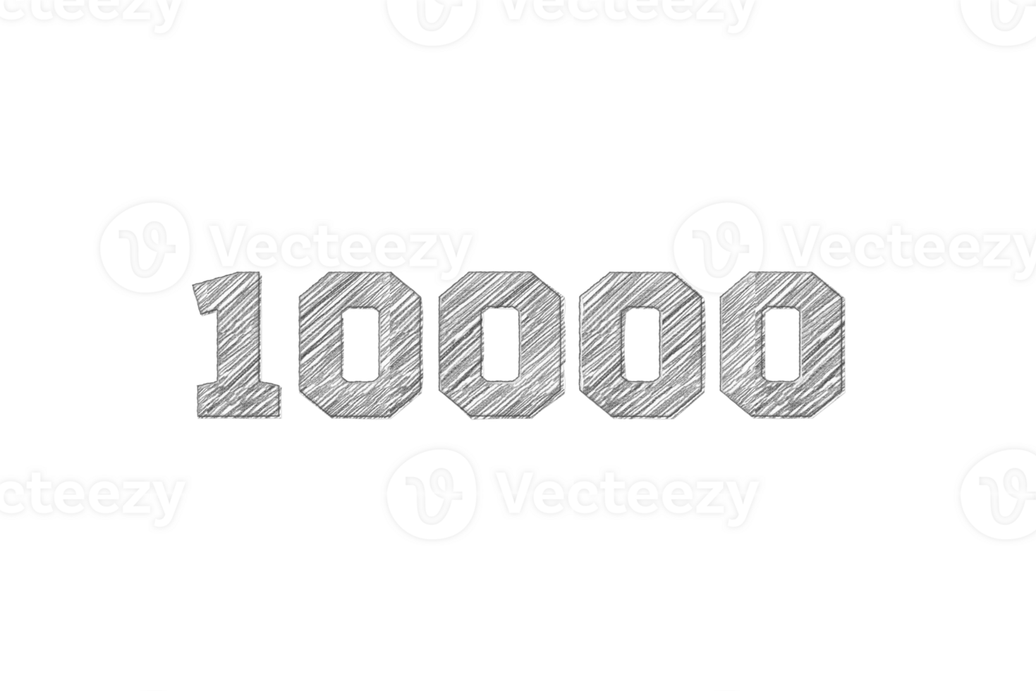 10000 subscribers celebration greeting Number with pencil sketch design png