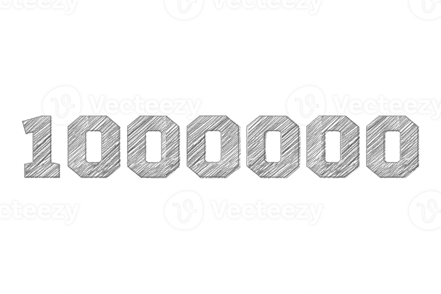 1000000 subscribers celebration greeting Number with pencil sketch design png