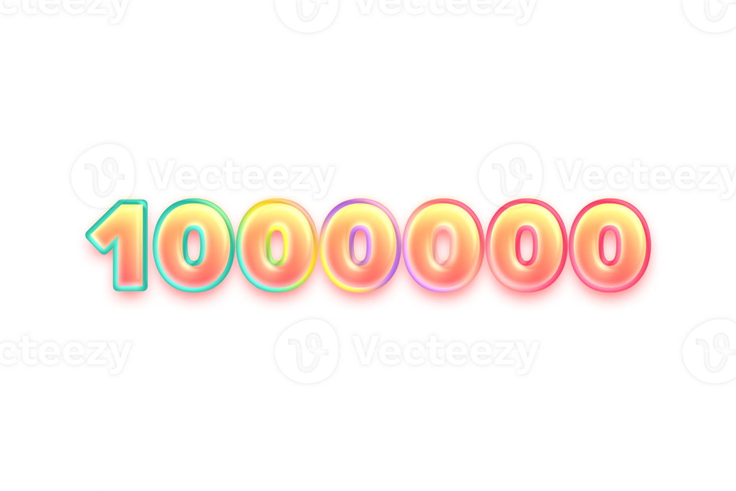 1000000 subscribers celebration greeting Number with candy color design png