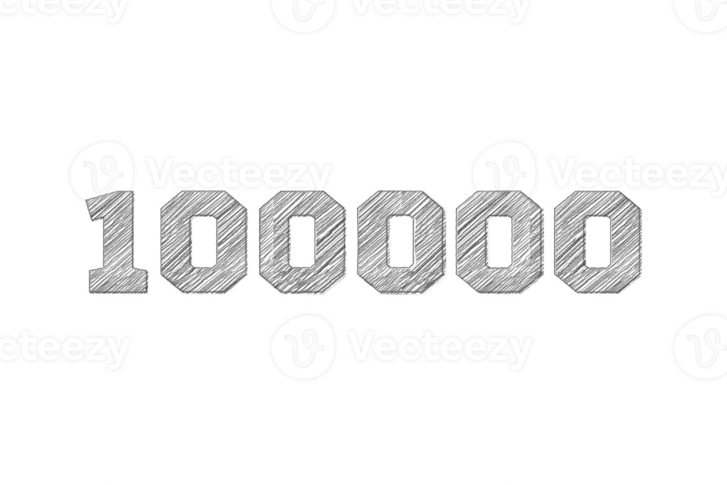 100000 subscribers celebration greeting Number with pencil sketch design png