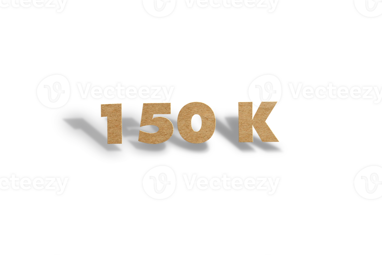 150 k subscribers celebration greeting Number with hard card cutted design png