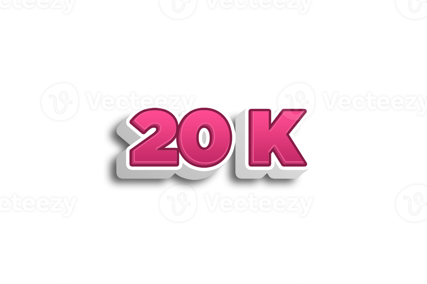 20 k subscribers celebration greeting Number with pink 3d design png