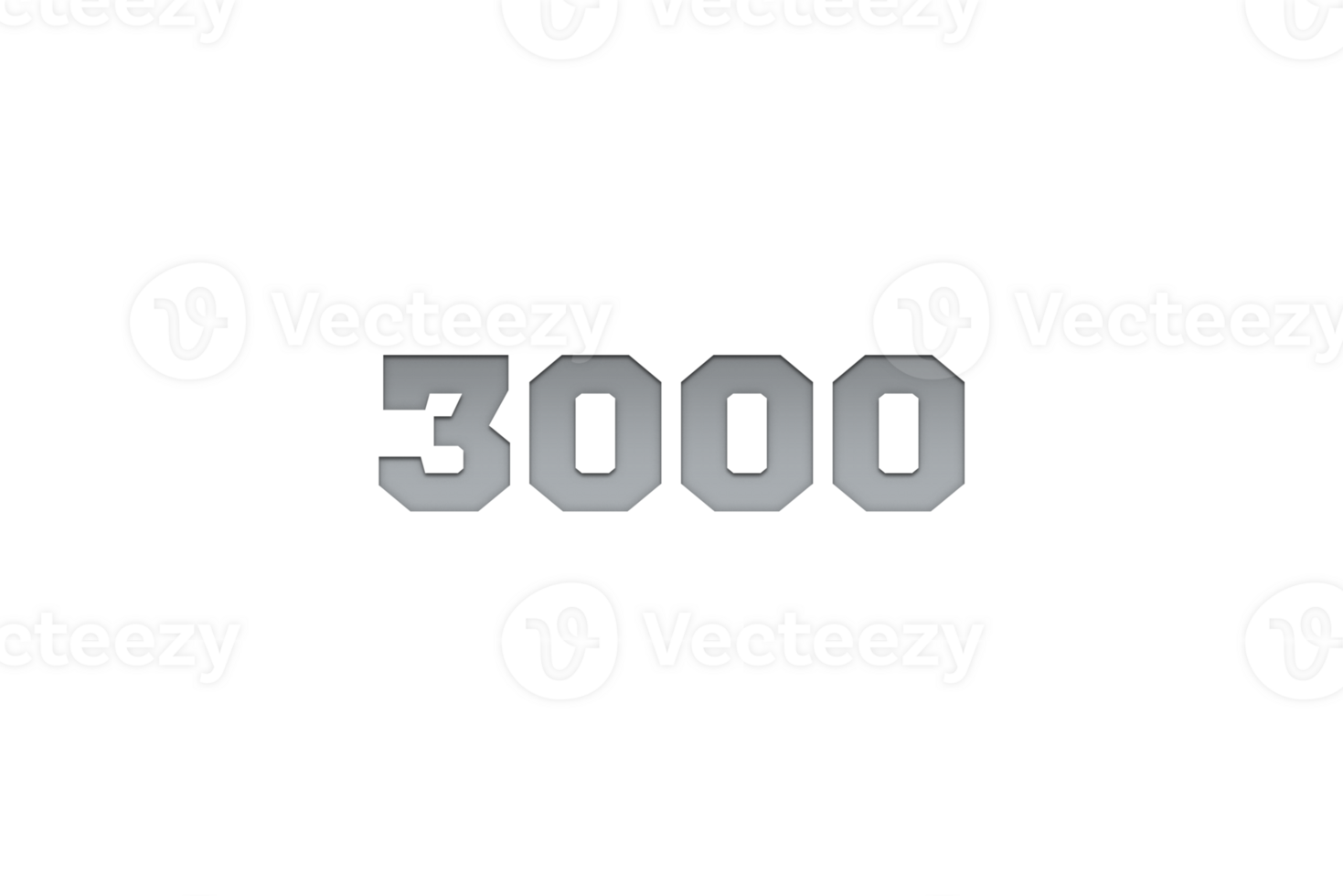 3000 subscribers celebration greeting Number with metal engriving design png