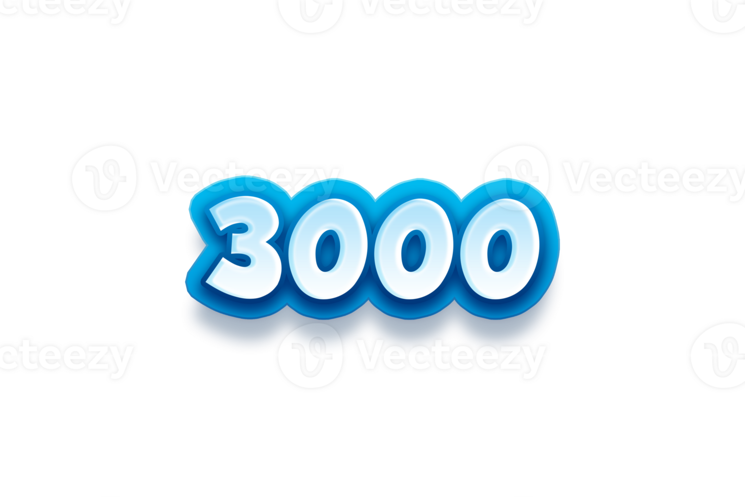 3000 subscribers celebration greeting Number with modren blue design png