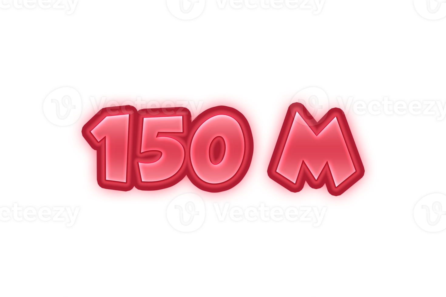 150 million subscribers celebration greeting Number with red embossed design png