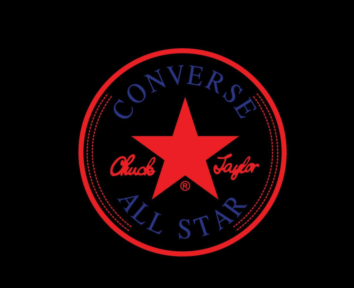 Converse All Star Logo Brand Shoes Symbol Design Vector Illustration With Black Background
