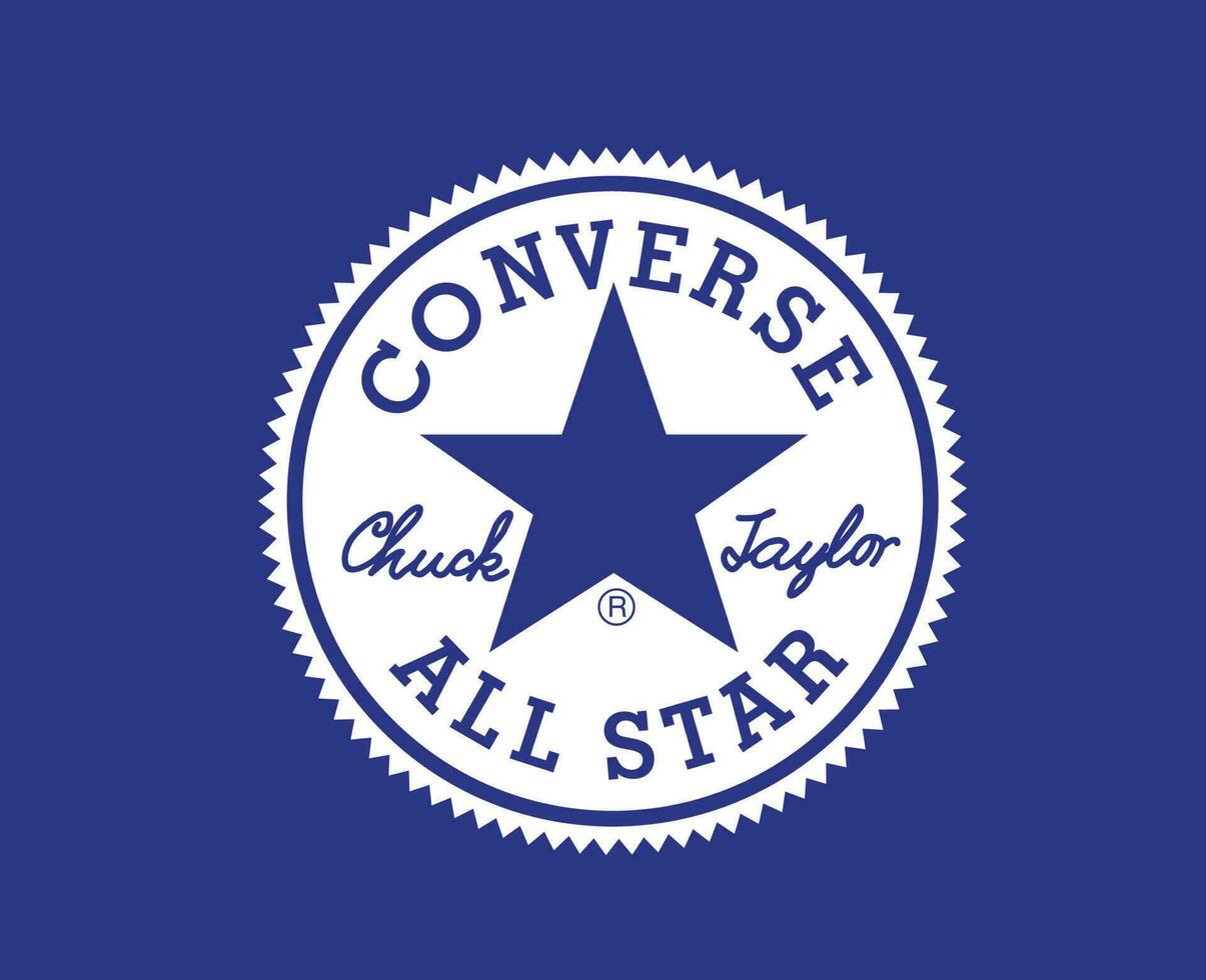 conversar todas estrella marca Zapatos logo blanco símbolo diseño vector ilustración con azul antecedentes