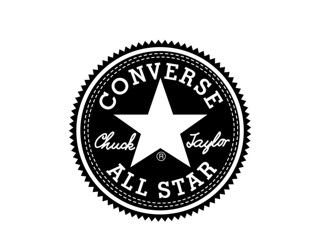 Converse All Star Logo Brand Shoes Black Symbol Design Vector ...