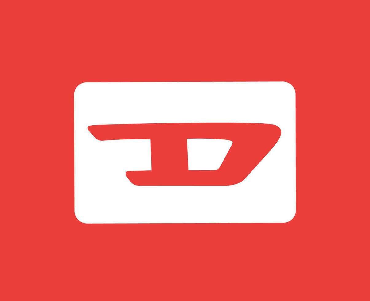Diesel Brand Logo Symbol White Design luxury Clothes Fashion Vector Illustration With Red Background